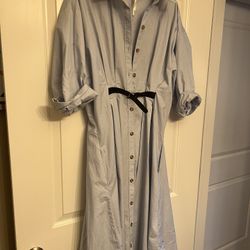 Anthropologie Belted Blue Dress 12