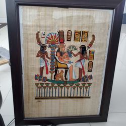 Vintage Hand Painted Art (Papyrus Flowers For The Queen )