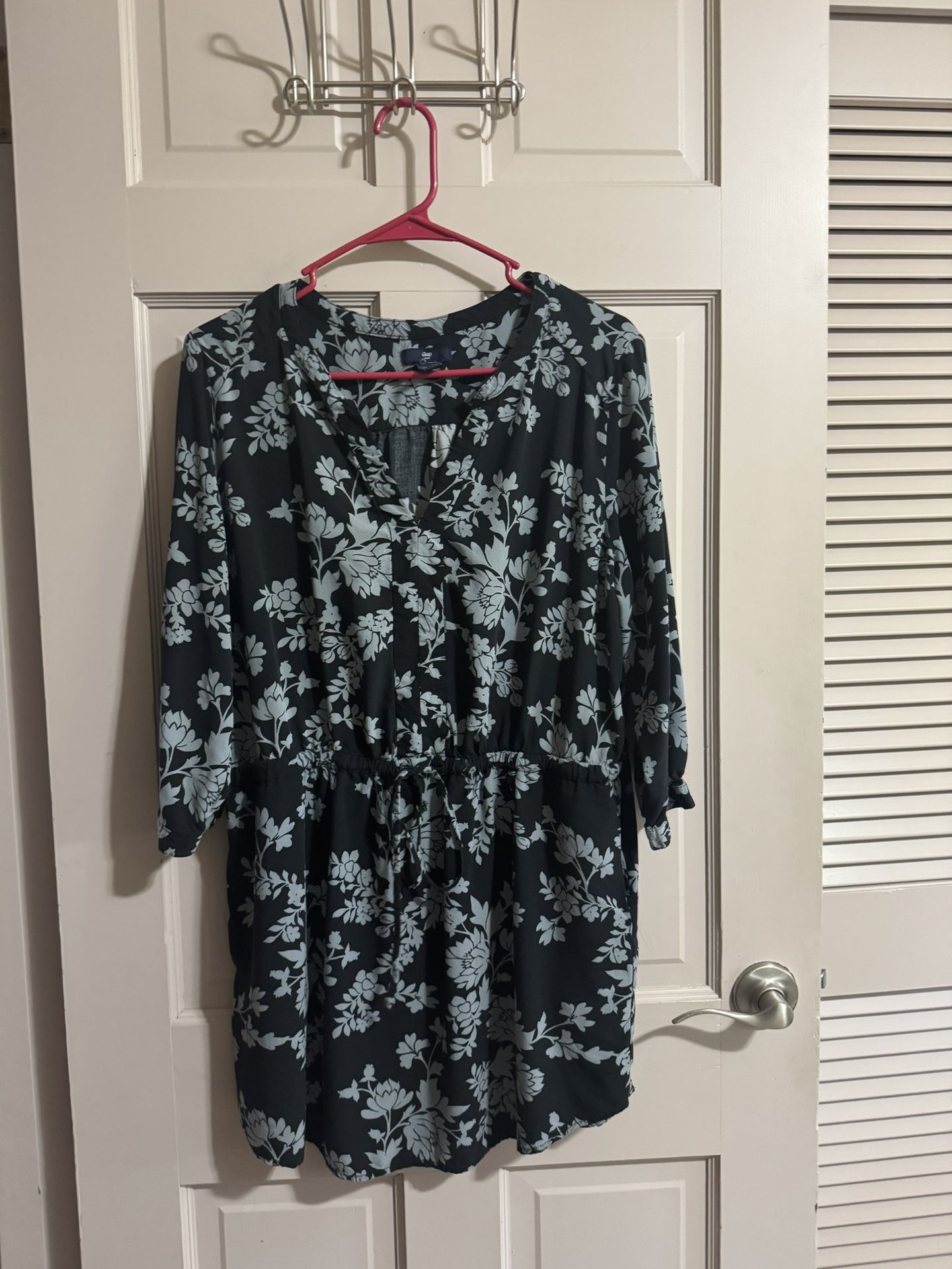 Womens Gap Black And Gray Floral Long Sleeve Size XXL