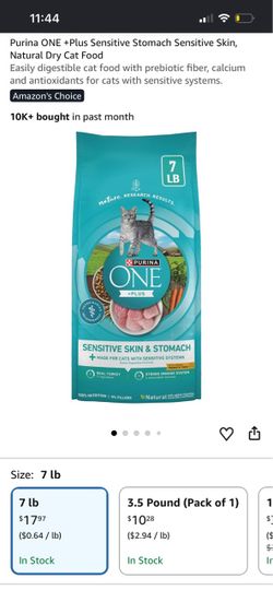 Purina One +Plus Sensitive Skin & Stomach Naturally Dry Cat Food 7lb