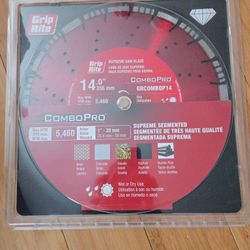 Grip‑Rite GRCOMBOP14 Turbo/Segmented Rim for Concrete, Asphalt & Stone, Wet/DRY