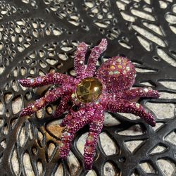 NEW! Pink Crystal Tarantula Spider Pin Brooch 🕷️