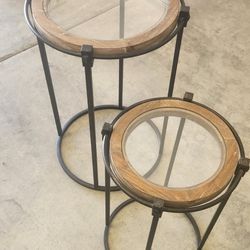 Glass Top Nesting End Tables 