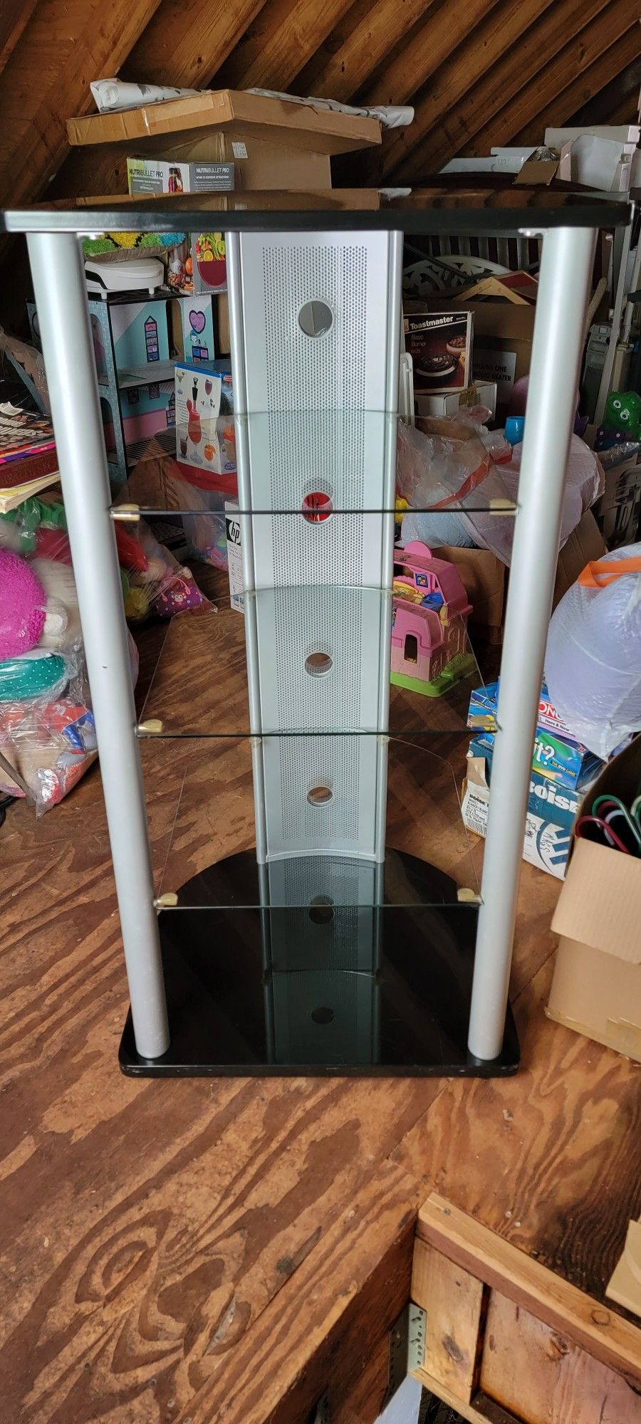 3 Glass Shelf Stereo Cabinet 