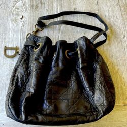 Vintage Dior cannage drawstring nylon shoulder bag