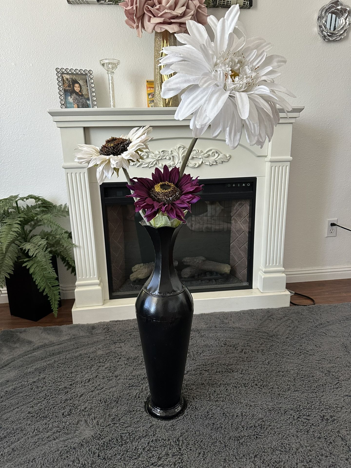 Metal Vase With Flowers