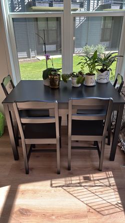 Ikea dining table and chairs.