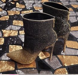 Hombre Festive Glittery Heeled Above Ankle  Boots