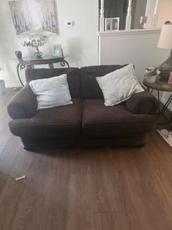 Brown Fabric Loveseat Sofa