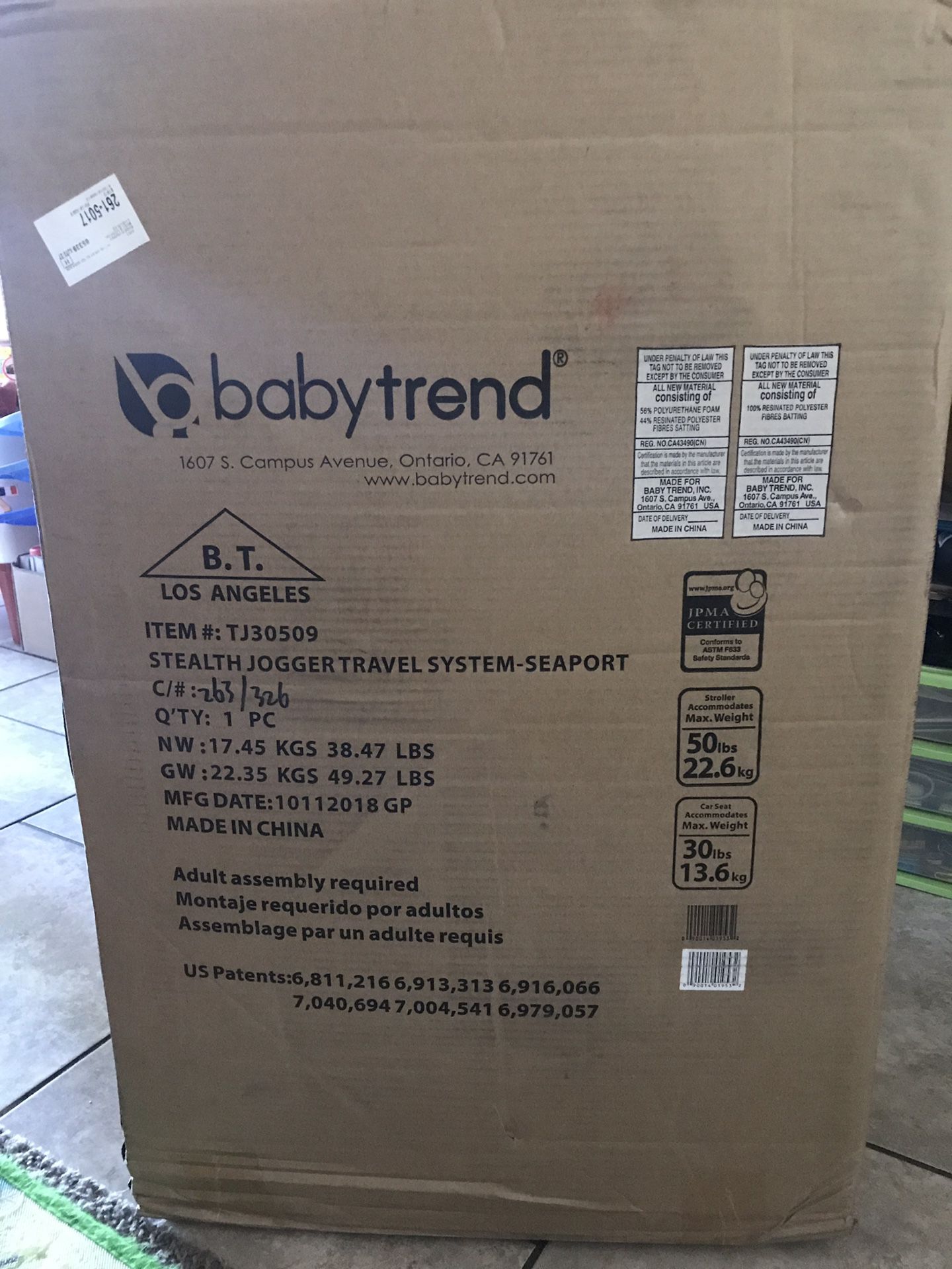 Brand new” Baby Trend Stealth Jogger Travel System (car seat and stroller)