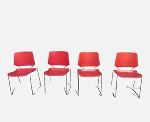 Vintage Krueger Matrix Stacking Chairs by Thomas Tolleson – Set of 4 (Terracotta / Rust)