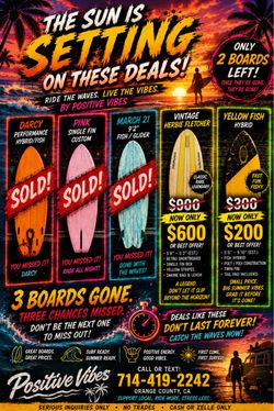 🏄 LAST CHANCE SUMMER DEAL — YELLOW FISH HYBRID — ONLY $200! 🌅