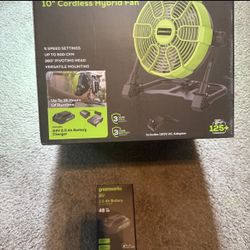 Greenworks POWERALL 24V 10" Cordless Hybrid Fan with 2.0Ah Battery and Charger