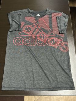 Adidas Big Logo Athletic Shirt Unisex Large Polyester Short Sleeve Gray