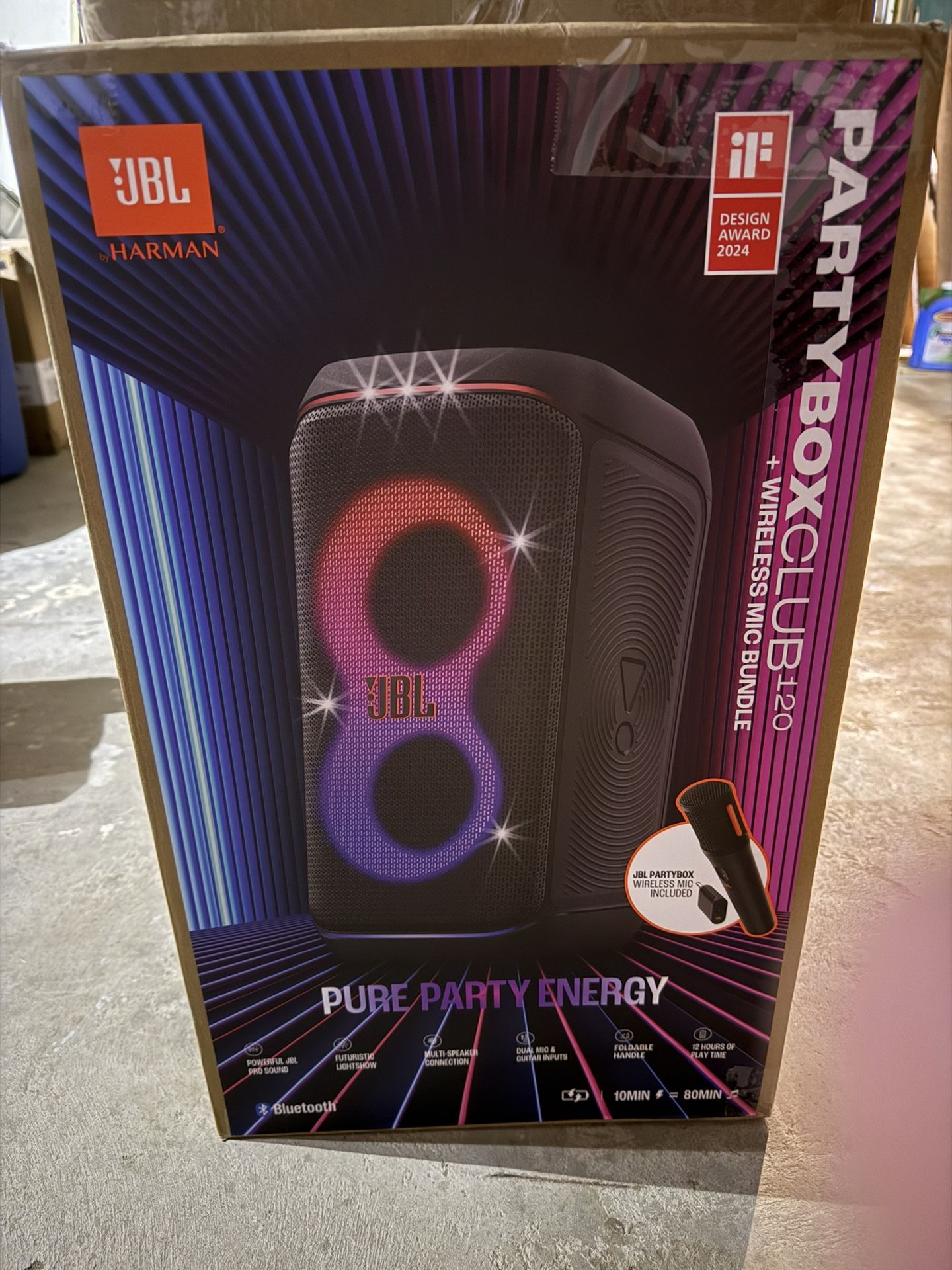 JBL PartyBox Club 120 - Portable Party Speaker with Foldable Handle, Powerful JBL Pro Sound, Futuristic lightshow, Up to 12 Hours of Play time, Splash