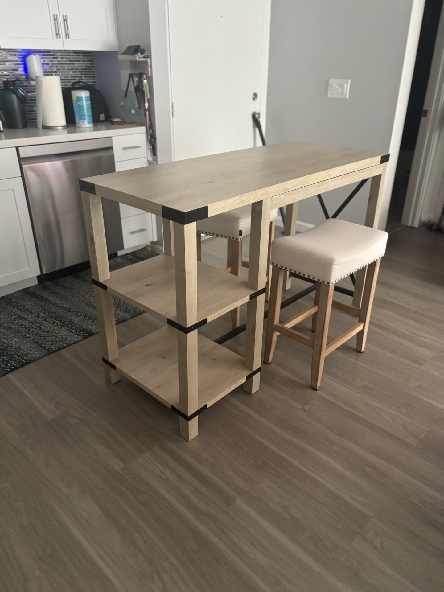 Kitchen Island Table + 2 Bar Stools