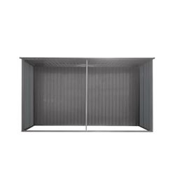 13×11ft New Outdoor Storage Shed Has Two Functions: Metal Shed And Firewood Shed , More Suitable For Winter , Grey