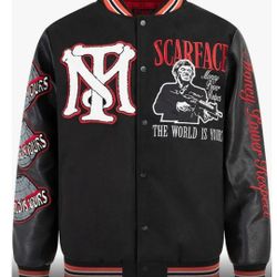 Al Pacino Men Scarface Jacket,Tony Montana,Bomber Black Letterman Varsity Jacket - Sz XL