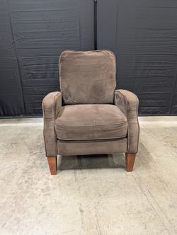 Cozy Brown Textured Fabric Armchair with Wood Legs
