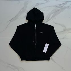 Alo Yoga Accolade Full Zip Hoodie Black Sweatshirt Size XS