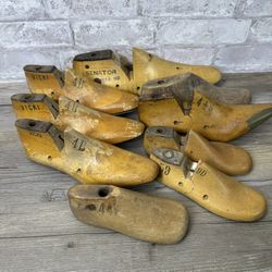 8 Antique Vintage Lot Child  Men Women Wooden Shoe Form Cobbler Mold Shaper Wood