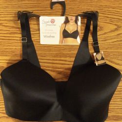 Women's New SECRET TREASURES Full Coverage Black Wirefree Stretch Bra Size 36D 