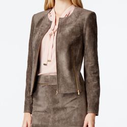 Calvin Klein Faux Suede Zip Suit Jacket and Pencil Skirt, Size 14, Brand New, Chelsea Manhattan Pickup