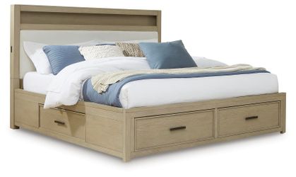 Calmoro Gray King Bookcase Bed, Dresser and Mirror (Online Special Price)