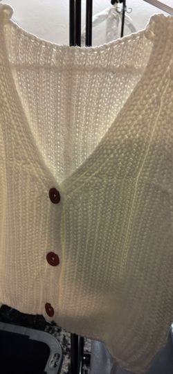 Cream Knit Cardigan with Button Front