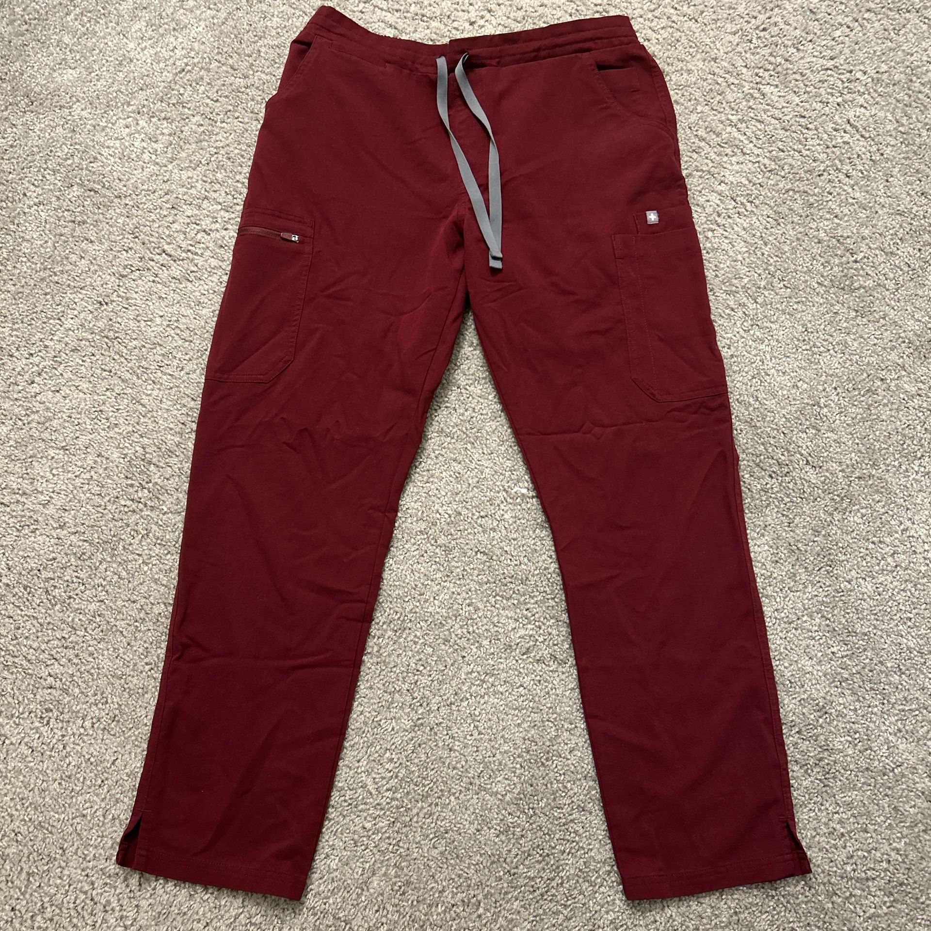 figs burgundy scrub pants in medium petite