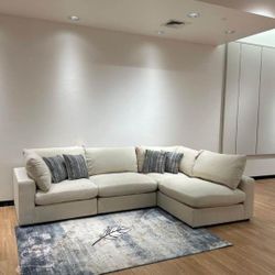 ☃️$10 Payment ✌️Serene Beige 4-Piece Upholstered Modular Sectional Sofa