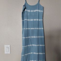 Forever 21 Dress, Women's Size Large Blue And White Striped Ribbed Dress 