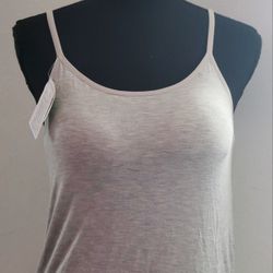 Women Size Large Spagetti Strap Gray Dress With Adjustable Strap & Built In Bra