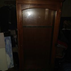 Vintage Gun Cabinet With Locked Door And Bottom Drawer With Lock