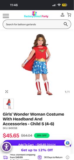 Girls' Wonder Woman Costume