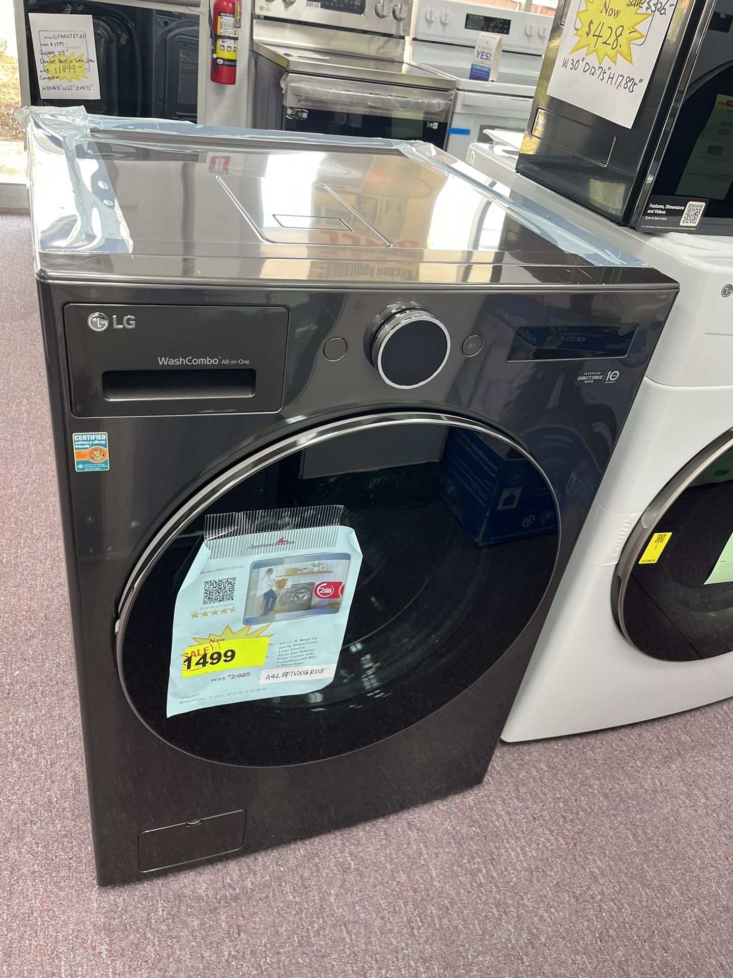 All In One, LG New Open Box 27” Washer/Dryer Combo 