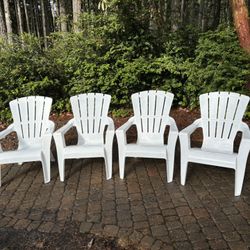 4 White Resin Outdoor Patio Dining Chairs