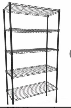 5-Tier Black Wire Metal Shelving Unit