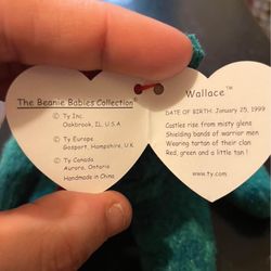 RARE RETIRED Wallace Beanie Baby 