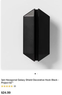 Set of 3 Hexagonal Galaxy Shield Decorative Hook Black