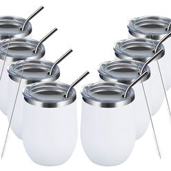 NEW 8 pack - 12oz Stainless Steel Wine Tumblers