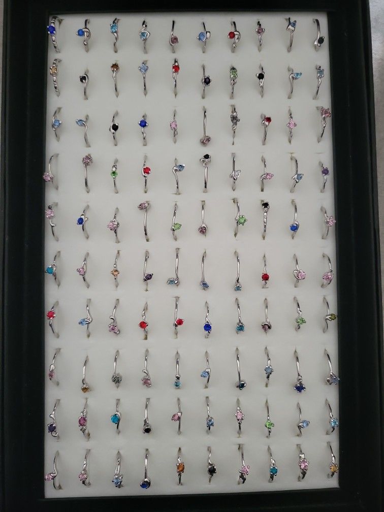 100 Crystal Silver Fashion Rings