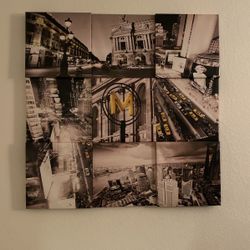 Black And White With Yellow M Canvas 