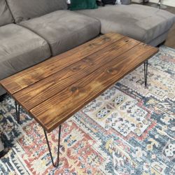 Solid Wood Hairpin Coffee Table/Solid Wood Side Table 