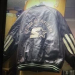 Starter Bomber leather Jacket Brown Size M