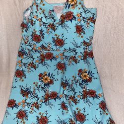Junior Plus Blue Floral Dress