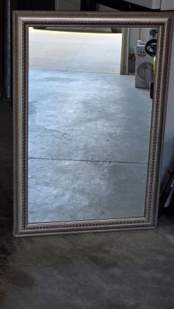 Large Silver Ornate Framed Wall Mirror