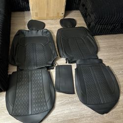 RIDEPOOSH Black Leather Seat Covers Dodge Ram 1500 Crew Cab 2019-2026