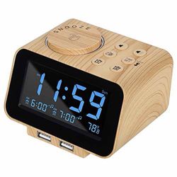 USCCE Digital Alarm Clock Radio - 0-100% Dimmer, Dual Alarm with Weekday/Weekend Mode, 6 Sounds Adjustable Volume, FM Radio w/Sleep Timer, 2 USB Charg