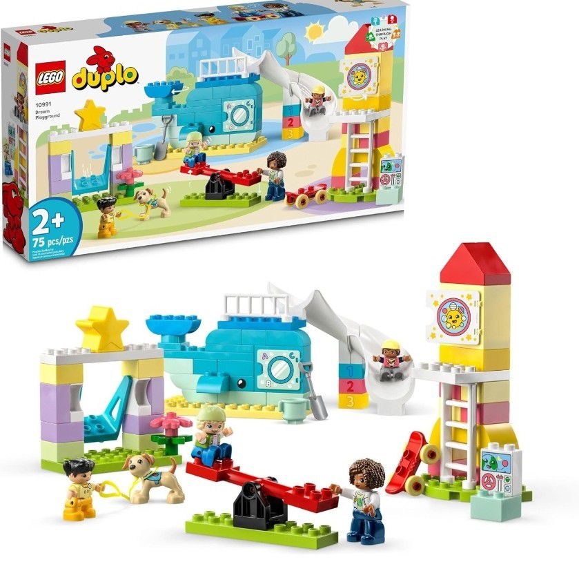 LEGO DUPLO Town Dream Playground 10991 Building Toy Set for Toddlers, Boys and Girls, Hands-on STEM Learning About Letters and Numbers Through Imagina